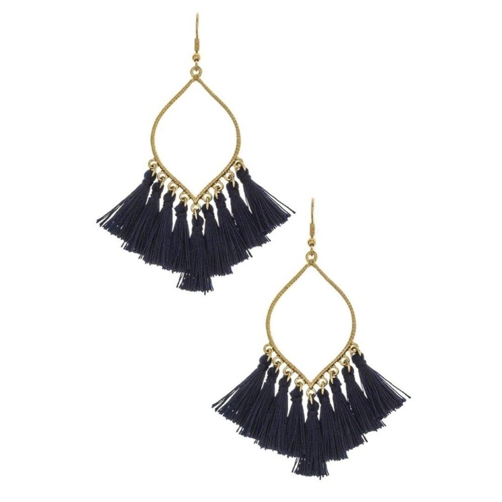 3/$15 - Tassel Leaf Earrings – Black